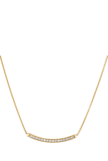 Petite Pave Bar Necklace, 18K Yellow Gold & Diamonds
